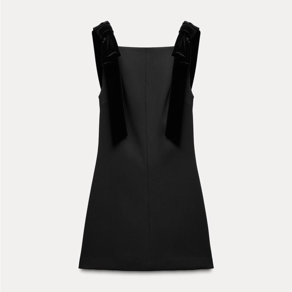 Zara black dress with velvet bows